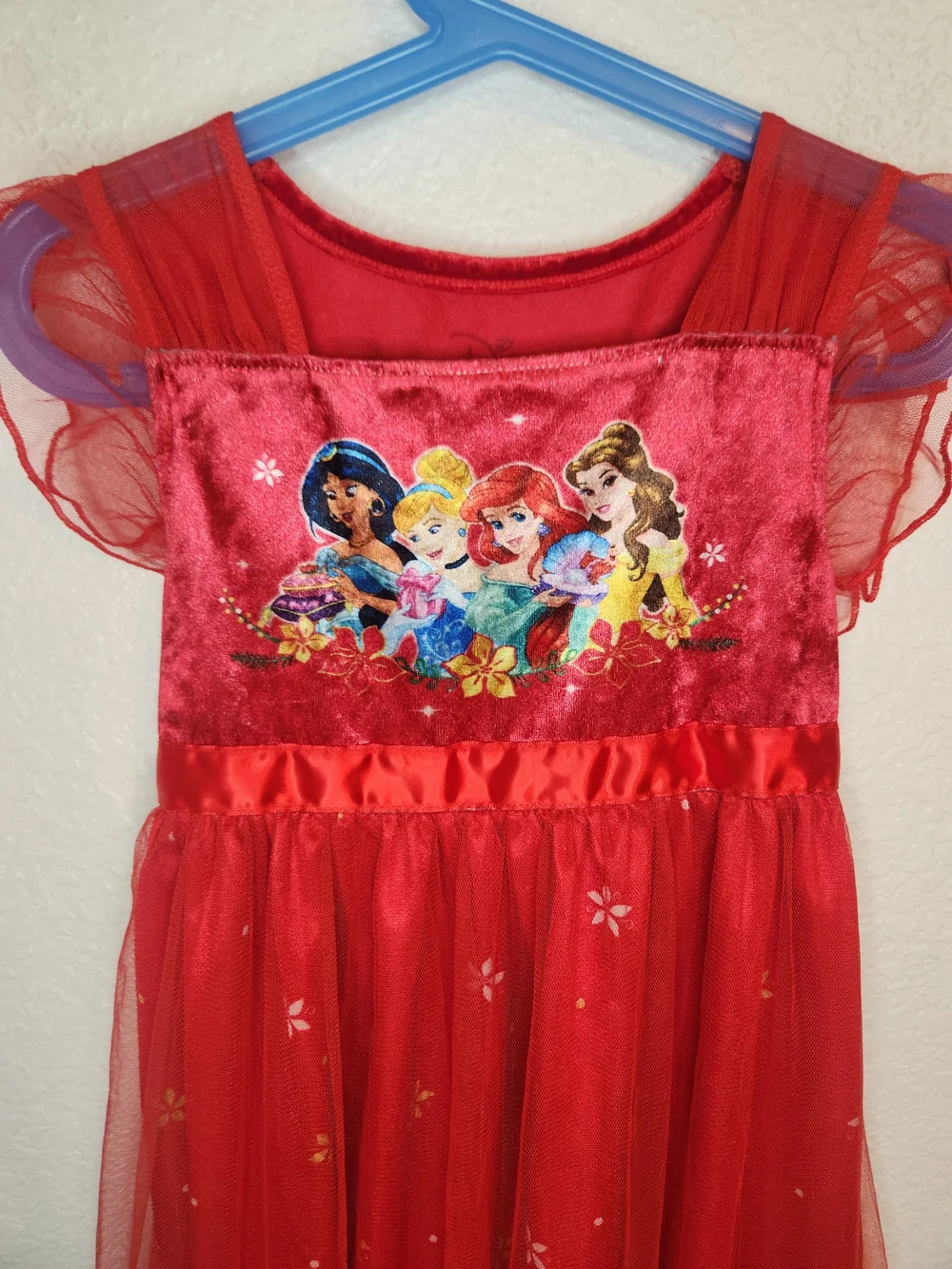 Disney Vintage Princesses Fantasy Girl's Nightgown Flame Resistant Size 6 Red